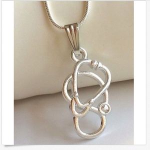 Silver Stethoscope Necklace Medical Nursing RN MD